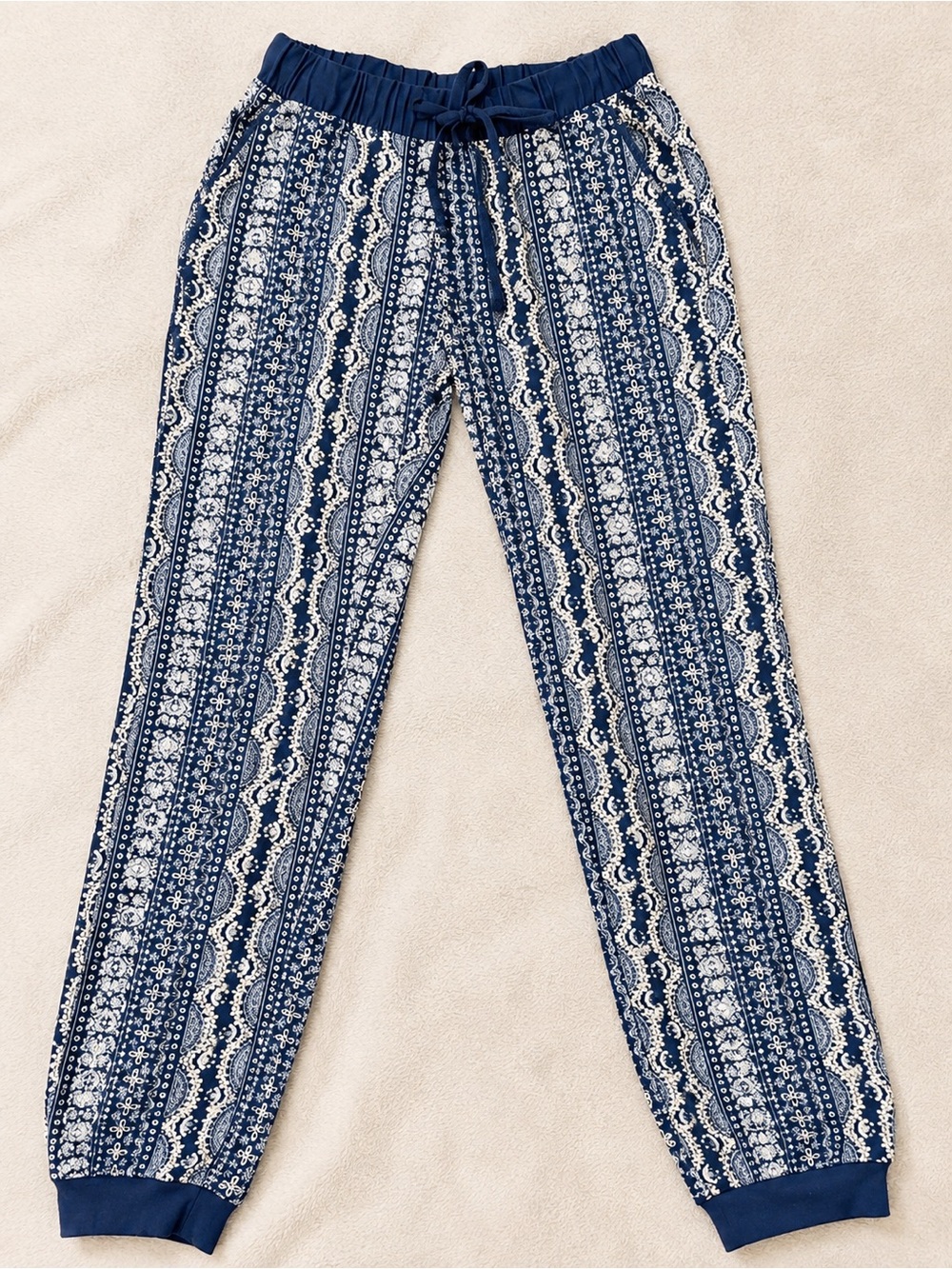 Mudd Navy Blue Printed Drawstring Jogger Pants